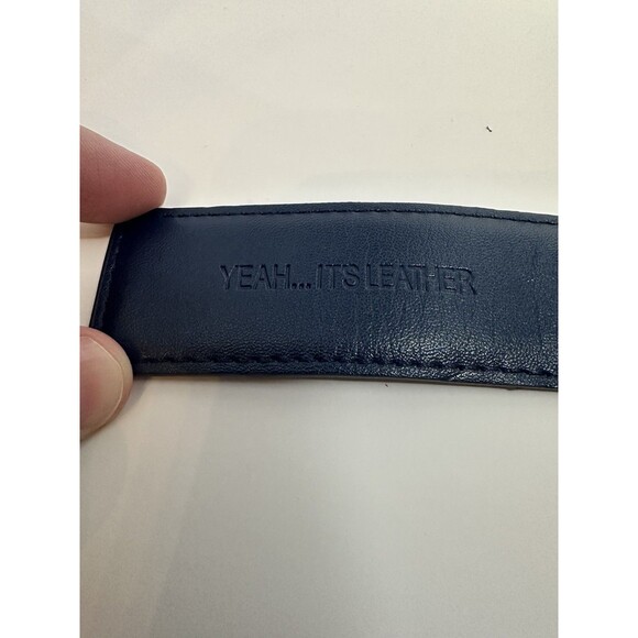 Mission Belt Mens Leather Ratchet Size 36-40 Navy Blue - Picture 6 of 8
